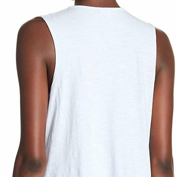 Sundry Amour Peplum Surf Baby Blue Printed Cotton Tank - Picture 2 of 9